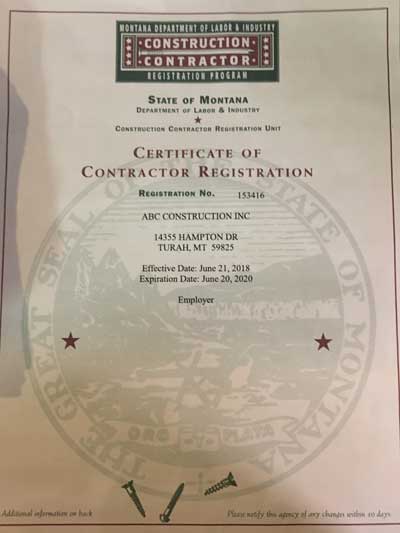 contractor certification